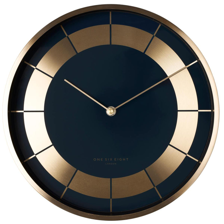 One Six Eight London Arlo Wall Clock Navy Blue Champagne Gold 30cm 23036 1