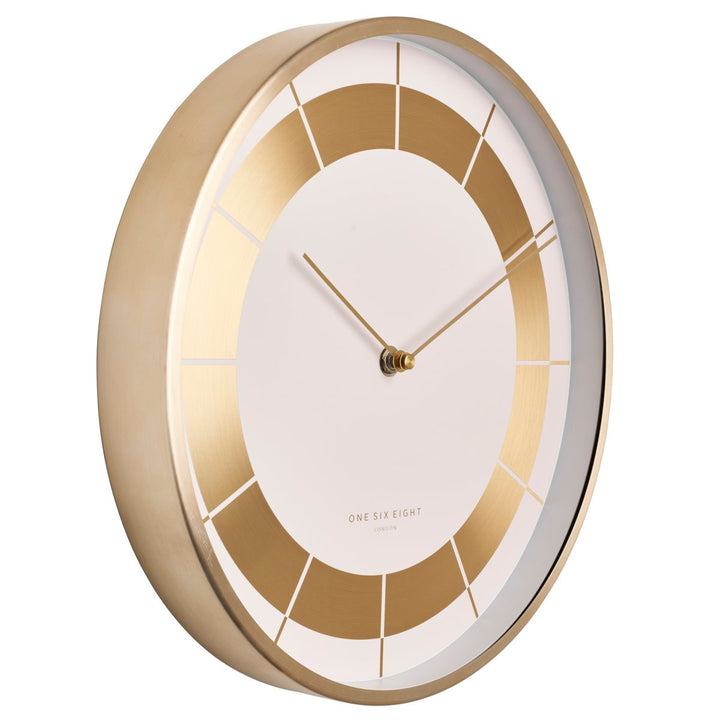 One Six Eight London Arlo Wall Clock White Champagne Gold 30cm 23038 2