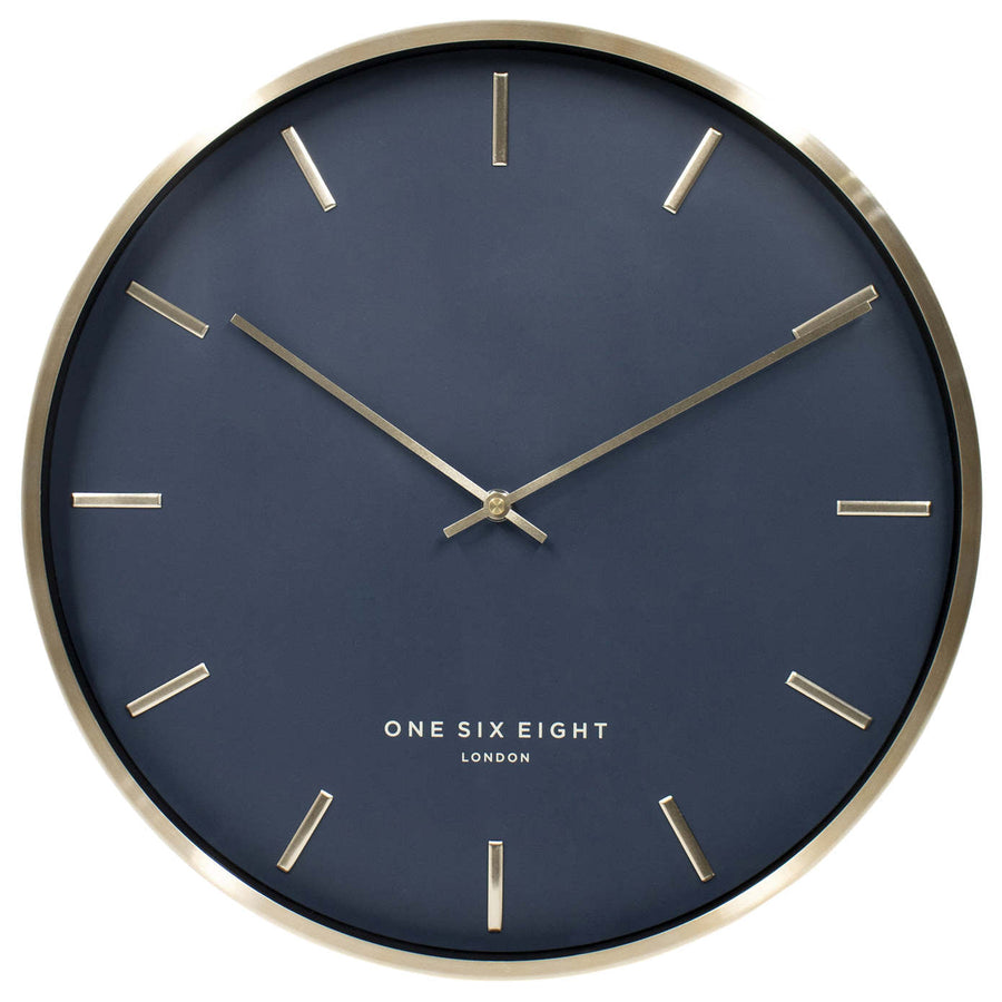 One Six Eight London Avalon Wooden Wall Clock Petrol Blue 40cm 23145 1