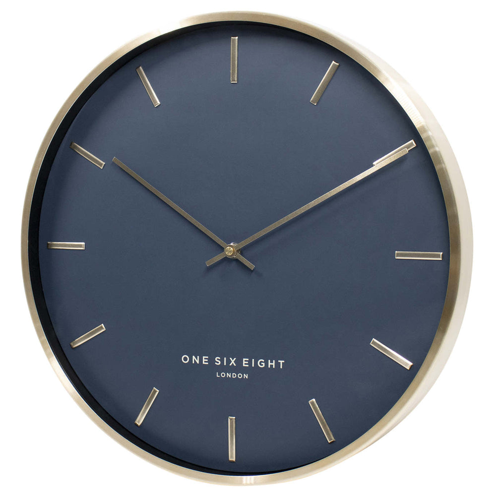 One Six Eight London Avalon Wooden Wall Clock Petrol Blue 40cm 23145 2