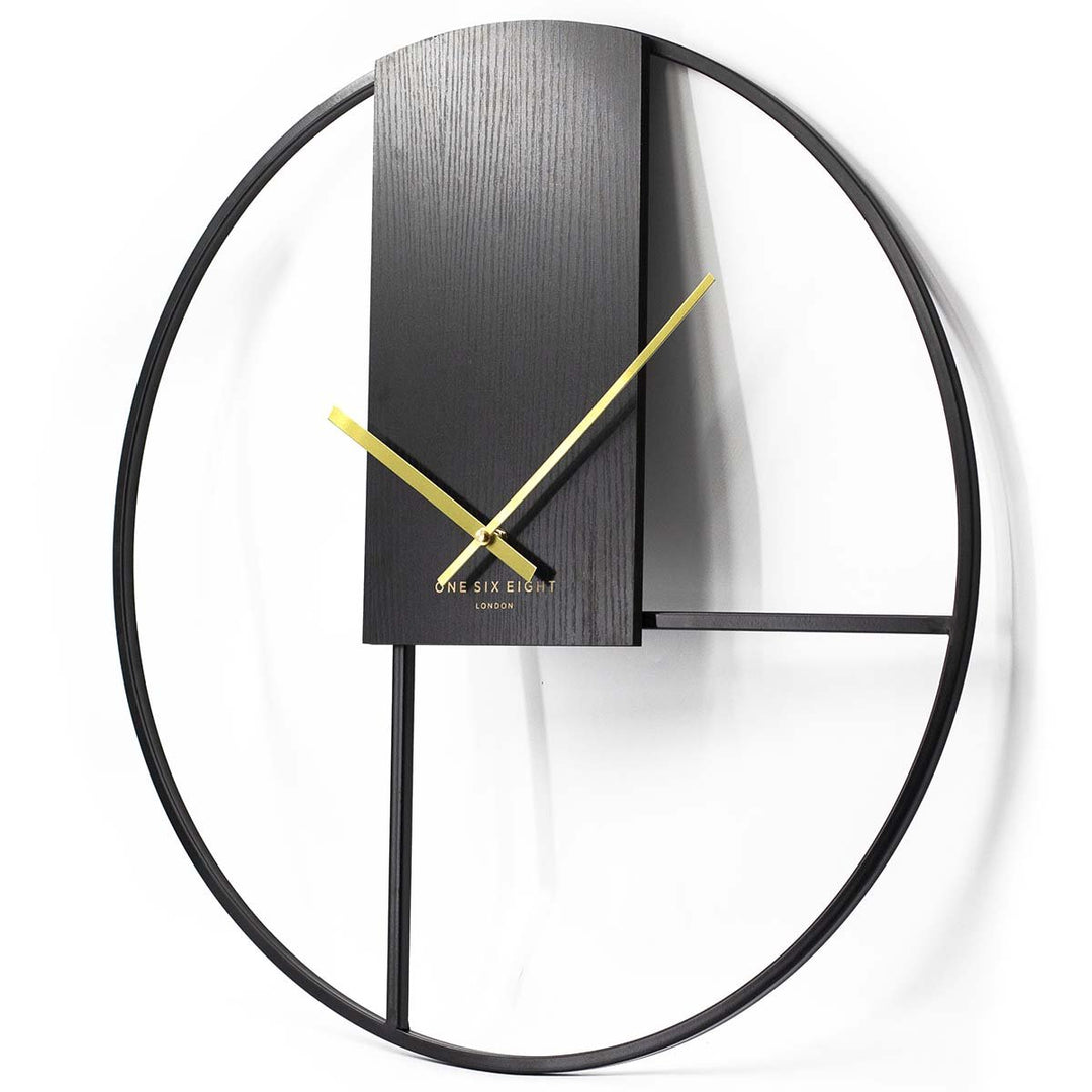 One Six Eight London Elena Modern Minimal Wall Clock Black 60cm 23061 1