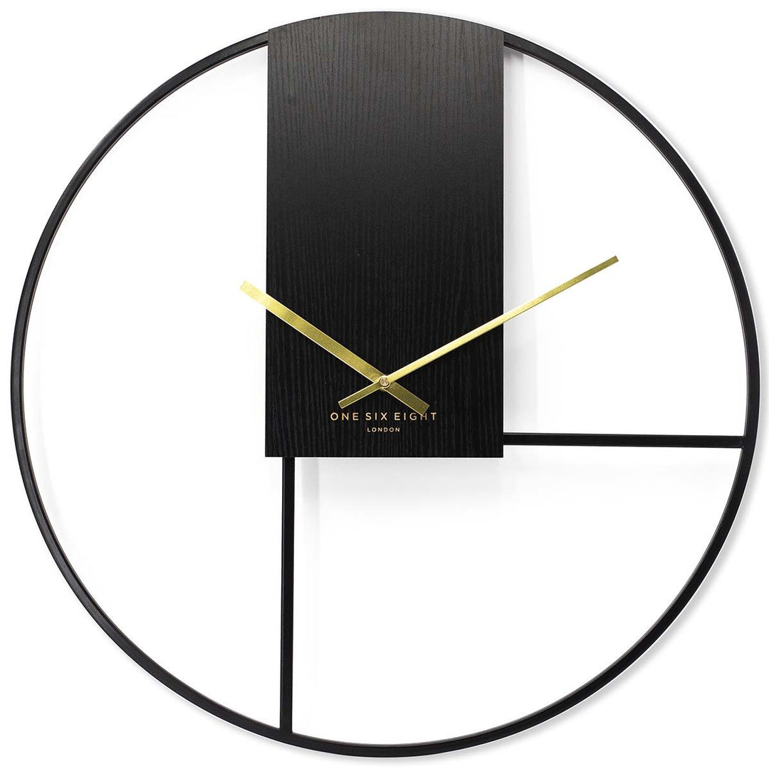 One Six Eight London Elena Modern Minimal Wall Clock Black 60cm 23061 2
