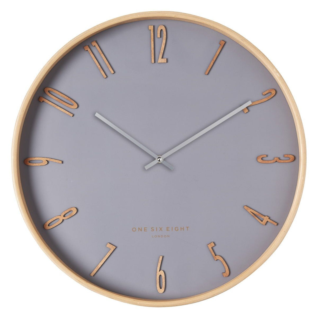 One Six Eight London Ellis Wooden Wall Clock Cool Grey 53cm 24013 1