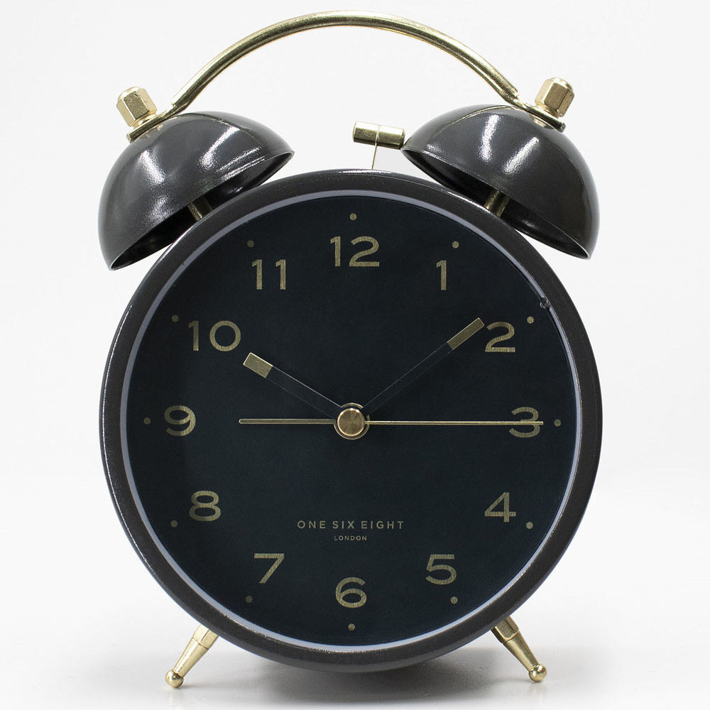 One Six Eight London Elsa Twin Bell Alarm Clock Grey 16cm 23113 1
