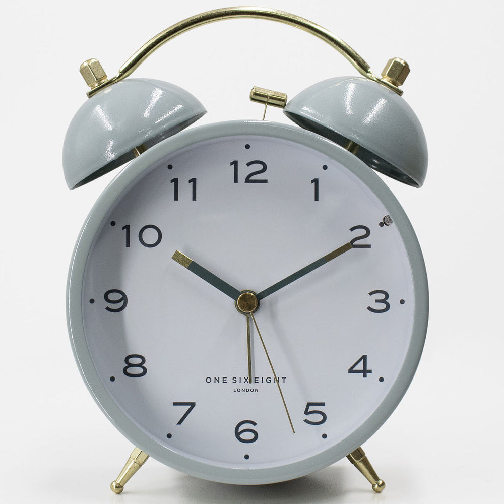 One Six Eight London Elsa Twin Bell Alarm Clock Sage Green 16cm 23112 1