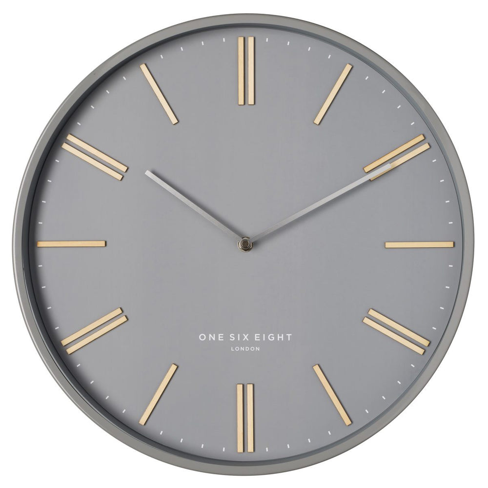 One Six Eight London Esme Wooden Markers Wall Clock Grey 40cm 23045 1