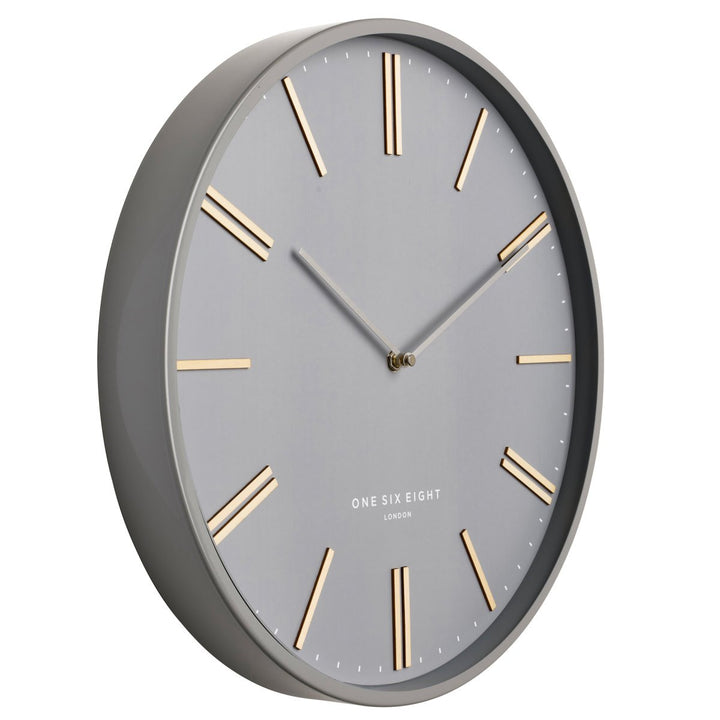 One Six Eight London Esme Wooden Markers Wall Clock Grey 40cm 23045 2
