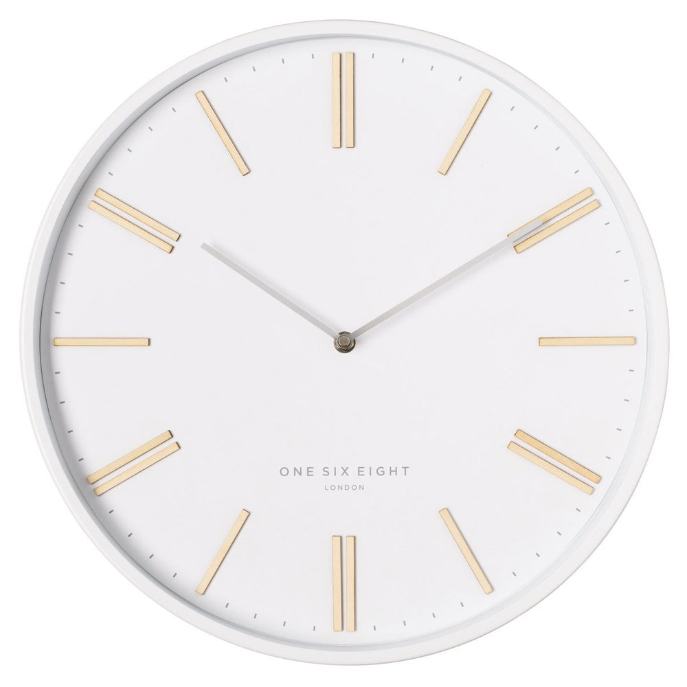 One Six Eight London Esme Wooden Markers Wall Clock White 40cm 23046 1