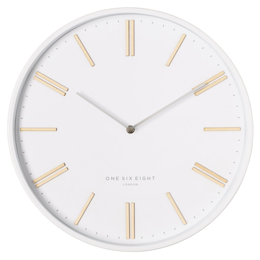 One Six Eight London Esme Wooden Markers Wall Clock White 40cm 23046 1