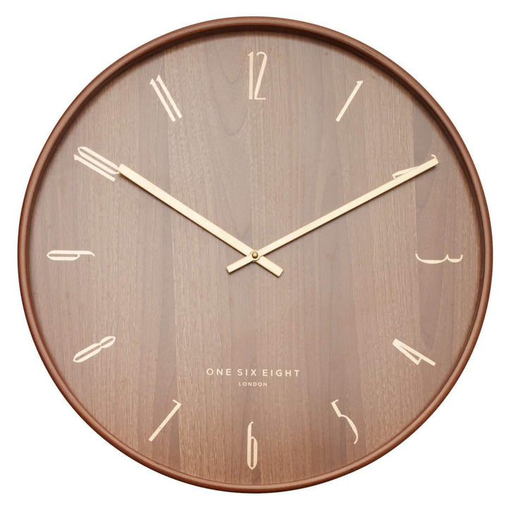 One Six Eight London George Open Dark Wooden Wall Clock 41cm 24016 1