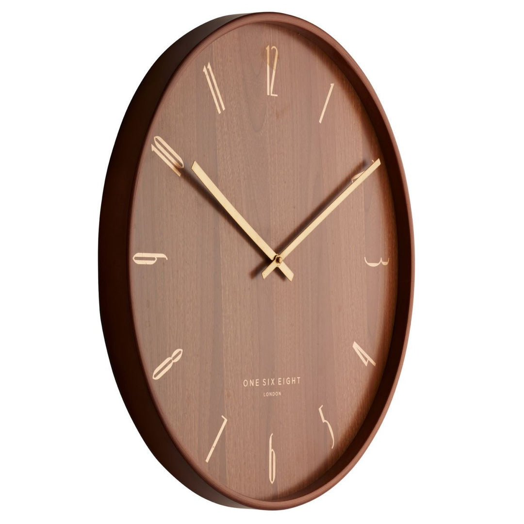 One Six Eight London George Open Dark Wooden Wall Clock 41cm 24016 2