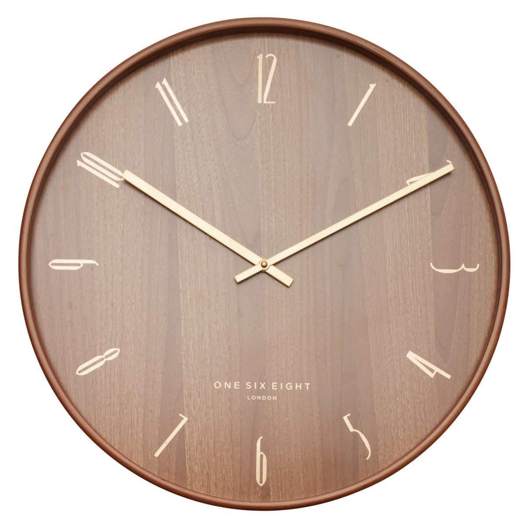 One Six Eight London George Open Dark Wooden Wall Clock 53cm 24018 1