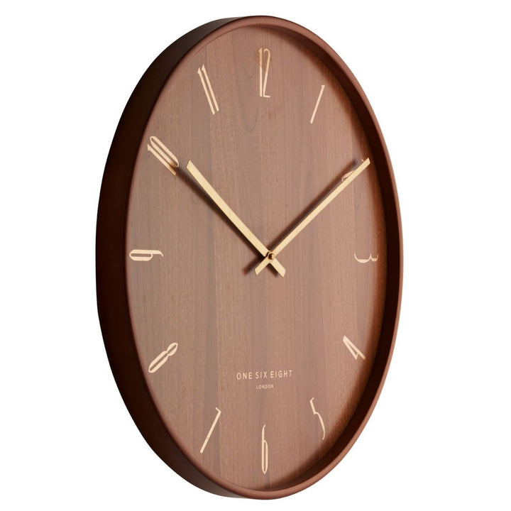 One Six Eight London George Open Dark Wooden Wall Clock 53cm 24018 2
