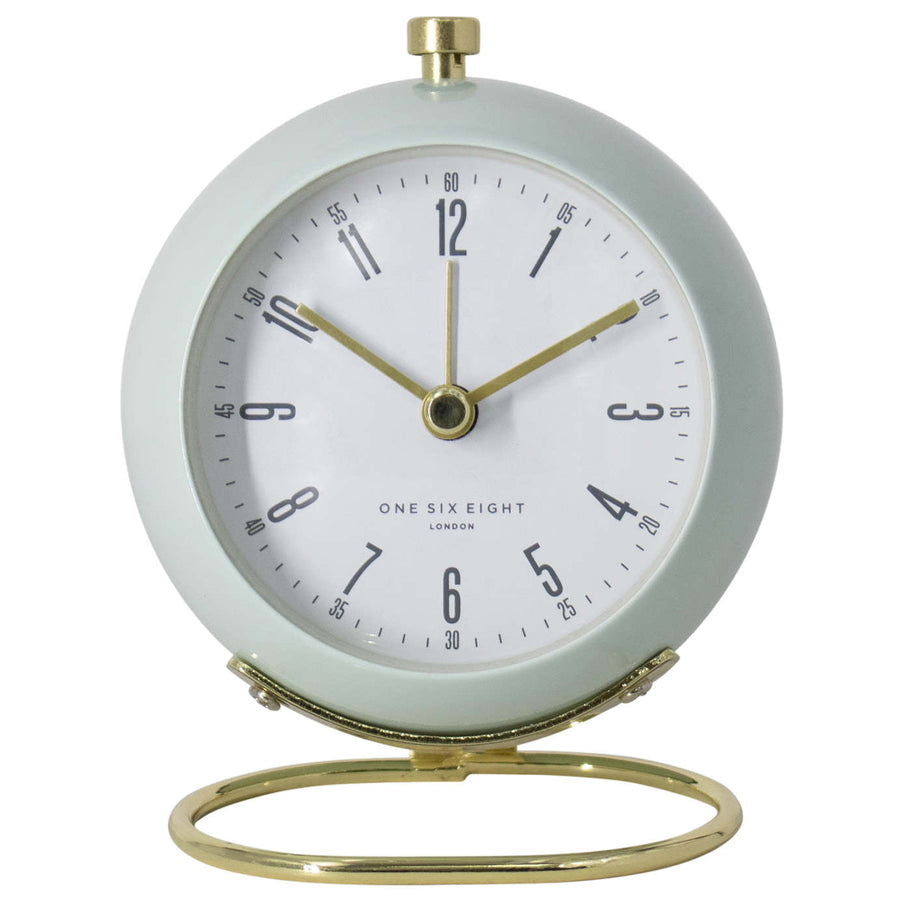 One Six Eight London Grace Vintage Metal Alarm Clock Sage Green 11cm 23148 1