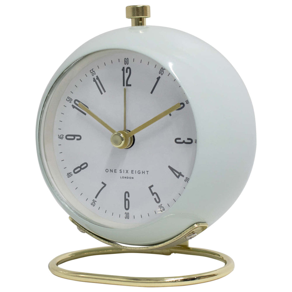 One Six Eight London Grace Vintage Metal Alarm Clock Sage Green 11cm 23148 2