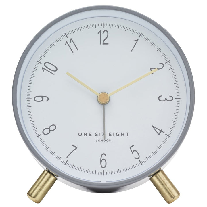One Six Eight London Hannah Metal Alarm Clock Charcoal Grey 11cm 23016 1