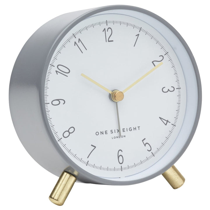 One Six Eight London Hannah Metal Alarm Clock Charcoal Grey 11cm 23016 2