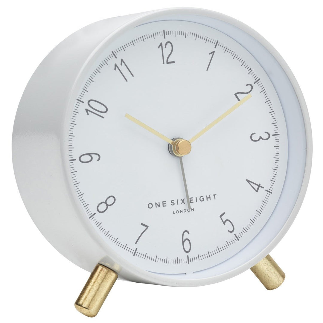 One Six Eight London Hannah Metal Alarm Clock White 11cm 23015 2