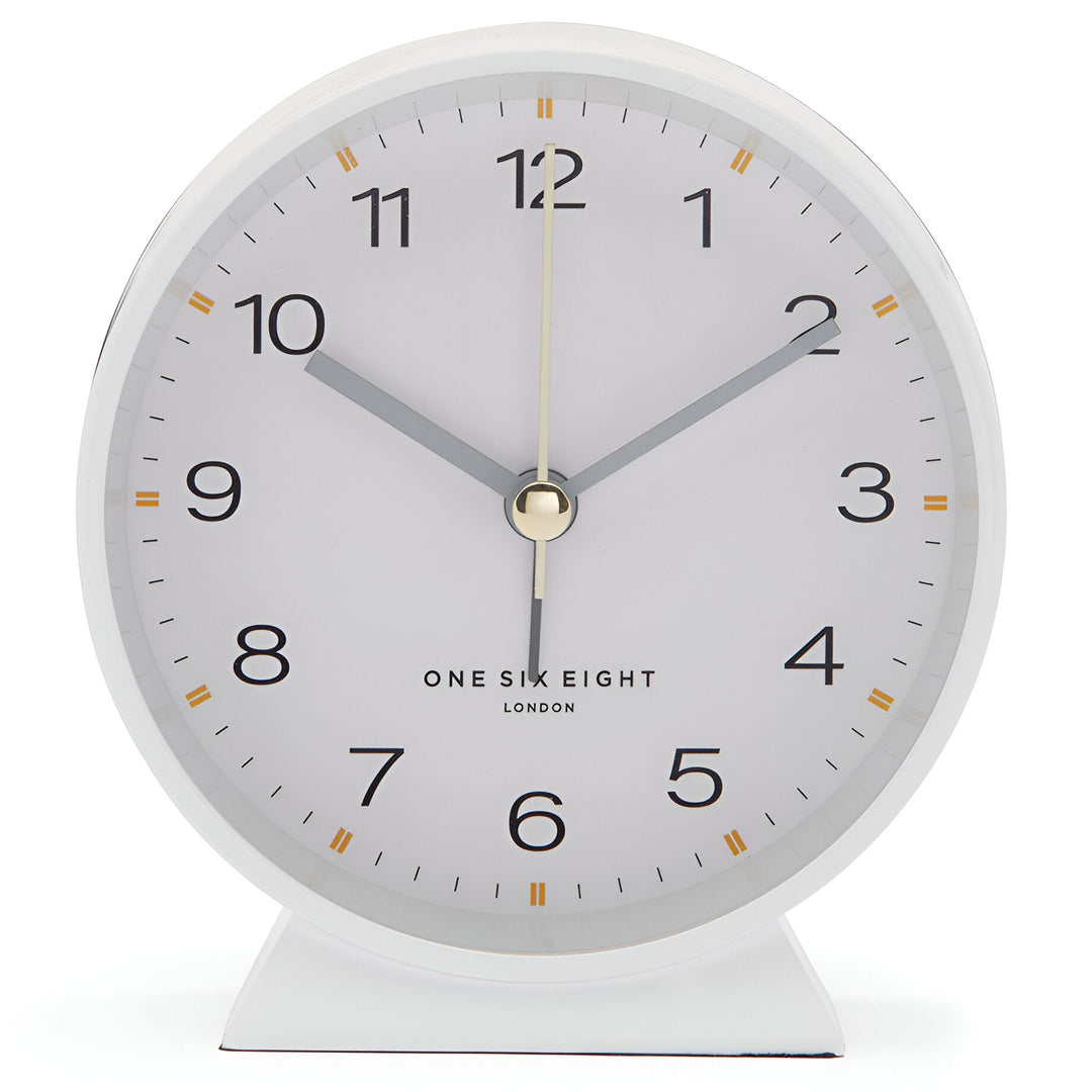 One Six Eight London Hayley Metal Alarm Clock White 10cm 23163 1