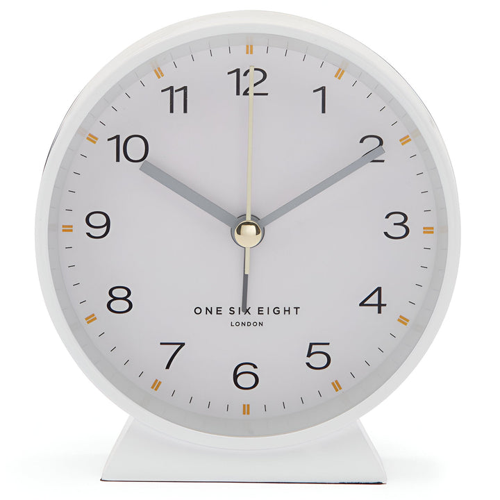 One Six Eight London Hayley Metal Alarm Clock White 10cm 23163 1