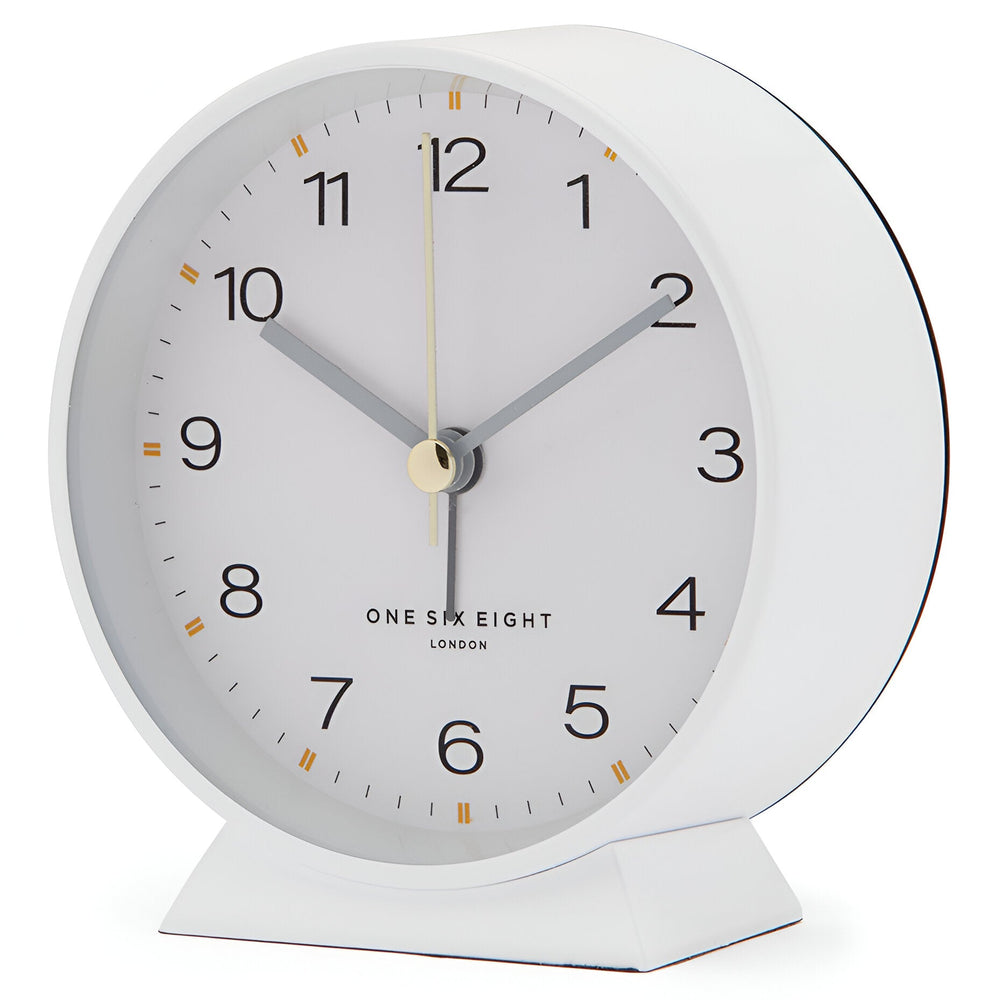 One Six Eight London Hayley Metal Alarm Clock White 10cm 23163 2