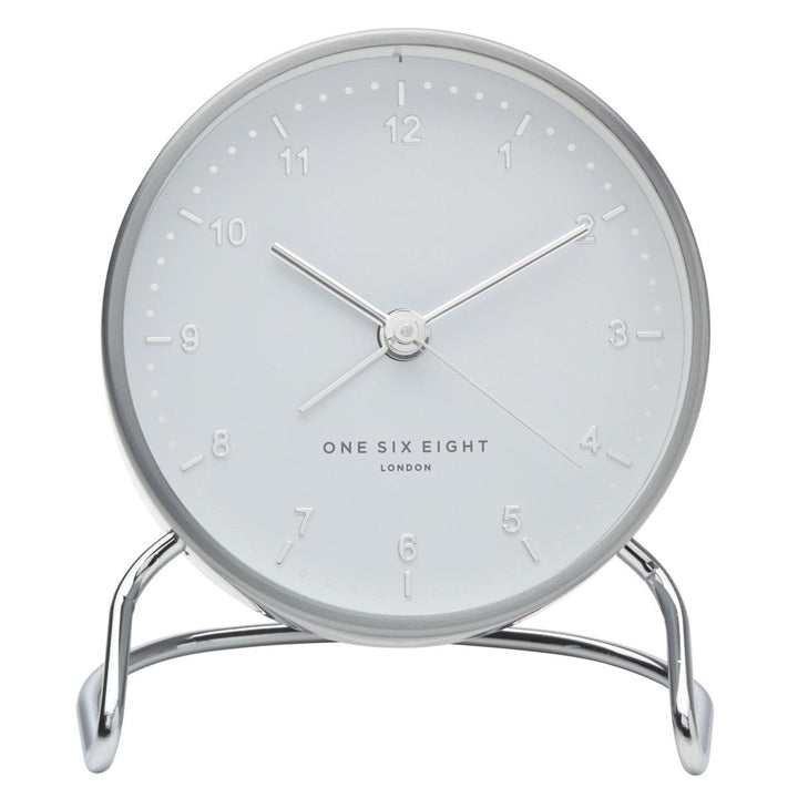 One Six Eight London Indy Stainless Steel Alarm Clock White 12cm 33004 1