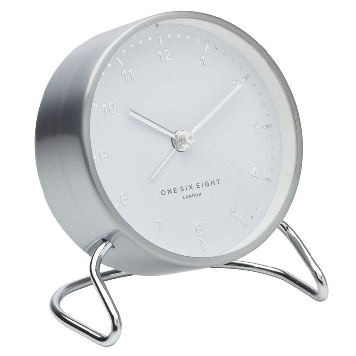 One Six Eight London Indy Stainless Steel Alarm Clock White 12cm 33004 2