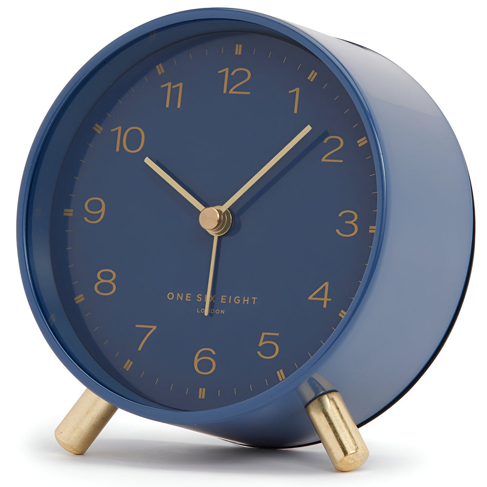 One Six Eight London Jasper Metal Alarm Clock Navy Blue 11cm 23173 2