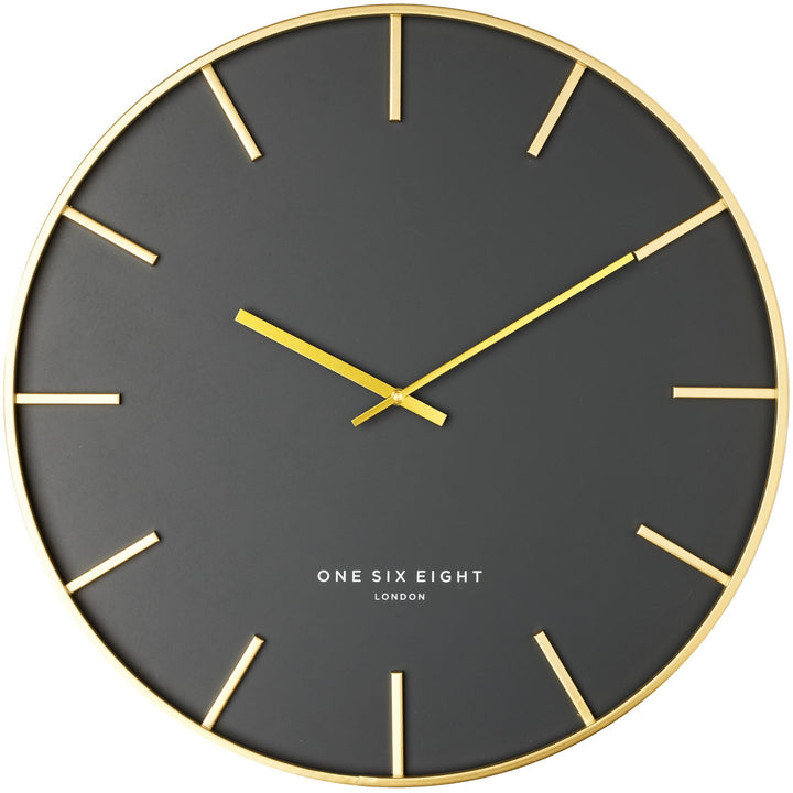 One Six Eight London Jesse Wall Clock Charcoal Grey Gold 60cm 23080 1