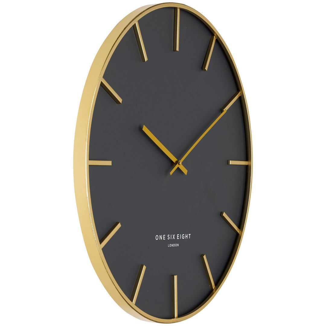 One Six Eight London Jesse Wall Clock Charcoal Grey Gold 60cm 23080 2