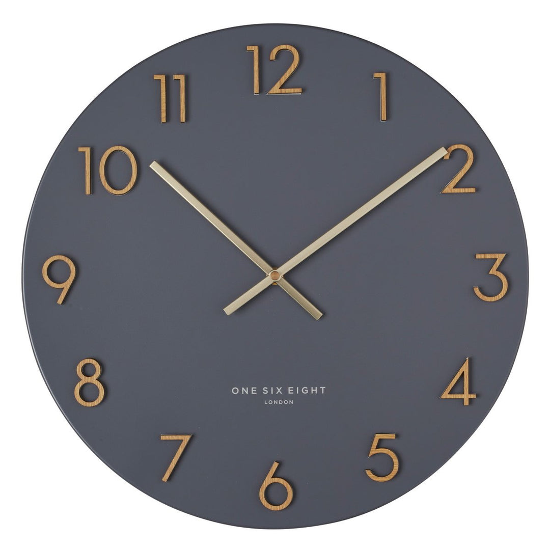 One Six Eight London Katelyn Metal Wall Clock Charcoal Grey 40cm 22150 1