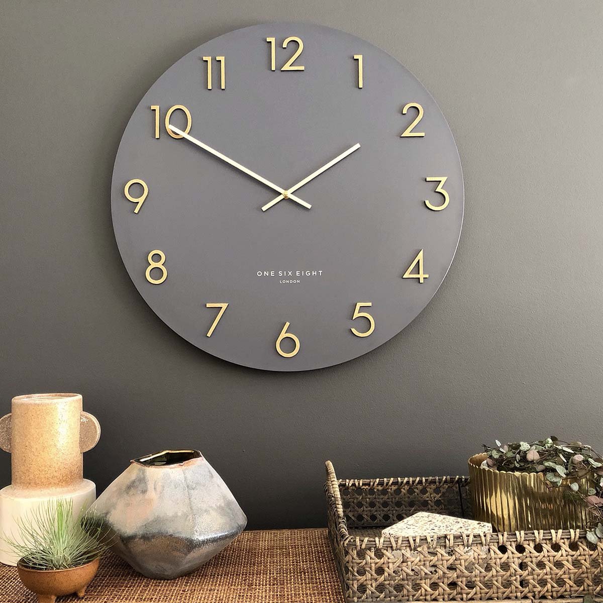 One Six Eight London Katelyn Wall Clock Charcoal Grey 60cm 22136 1 #size_60cm