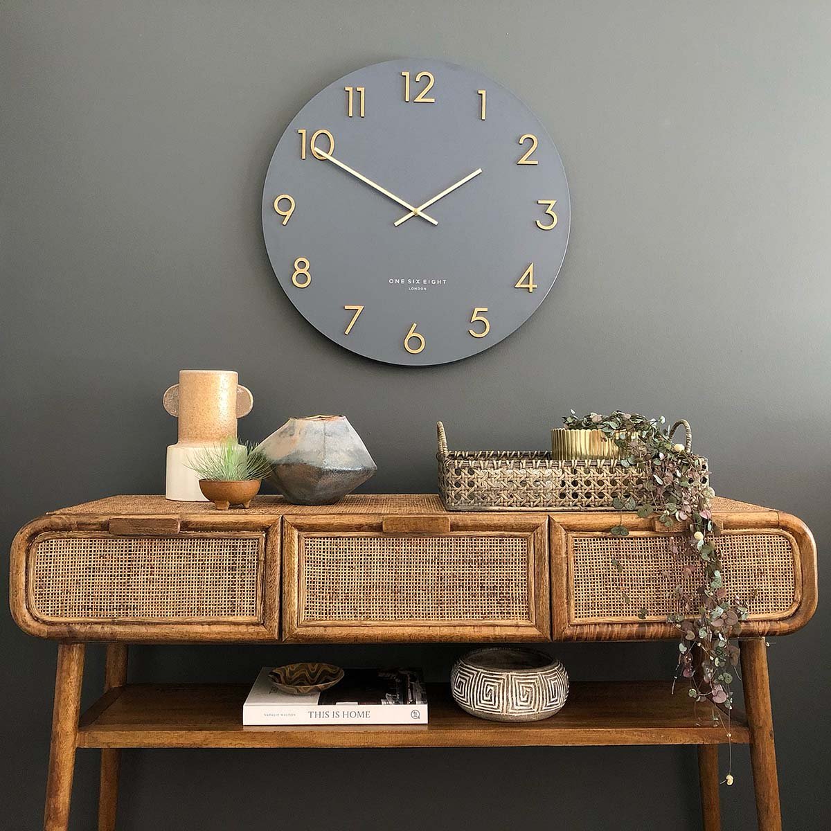 One Six Eight London Katelyn Wall Clock Charcoal Grey 60cm 22136 2 #size_60cm