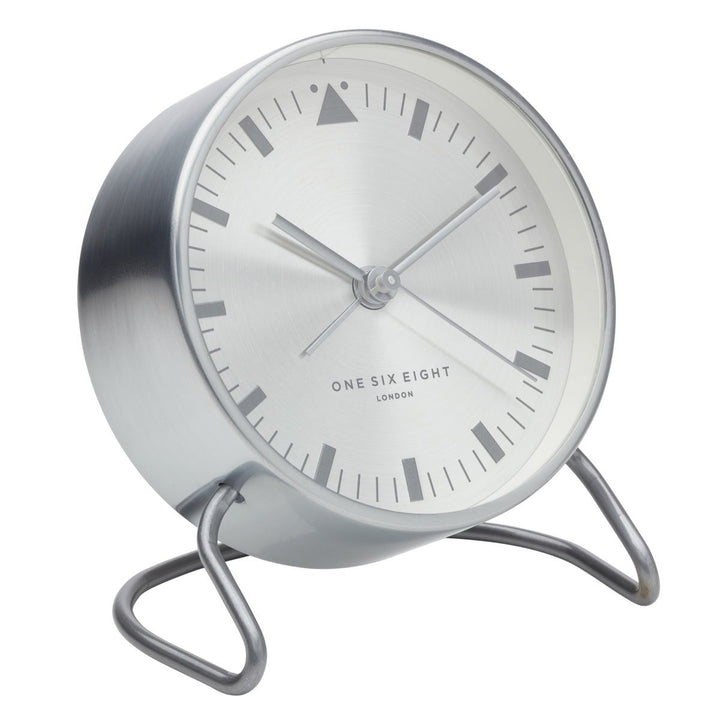 One Six Eight London Lara Stainless Steel Alarm Clock Silver 12cm 33007 2