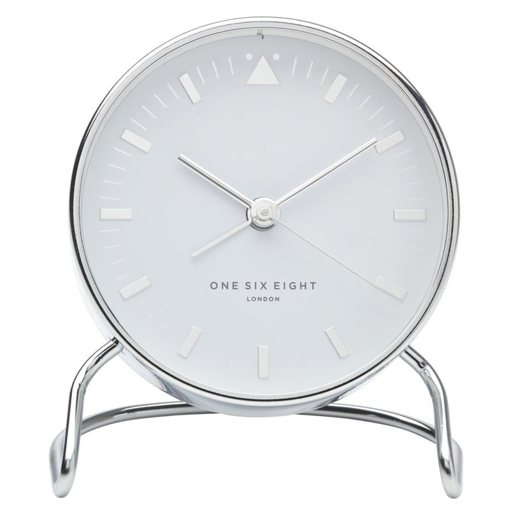 One Six Eight London Lara Stainless Steel Alarm Clock White 12cm 33009 1
