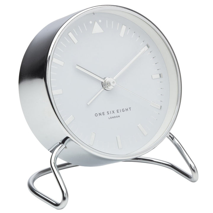 One Six Eight London Lara Stainless Steel Alarm Clock White 12cm 33009 2