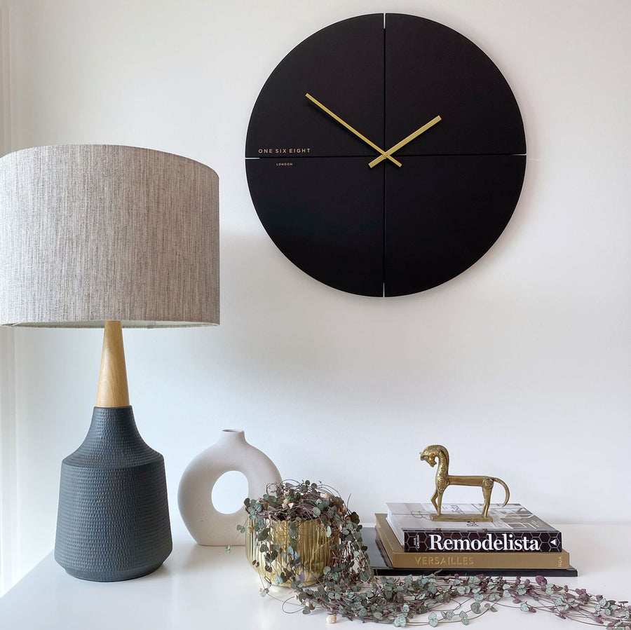 One Six Eight London Liam Minimal Wall Clock Charcoal Grey 60cm 23019L Lifestyle 1