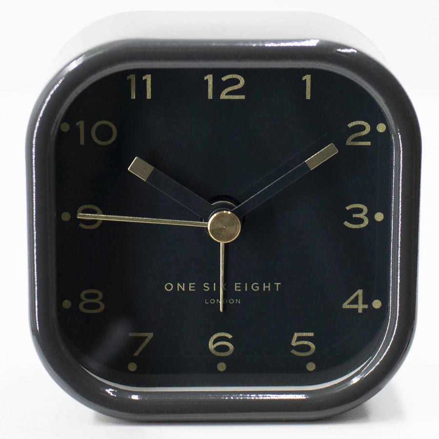 One Six Eight London Lisa Alarm Clock Charcoal Grey 7cm 23123 1