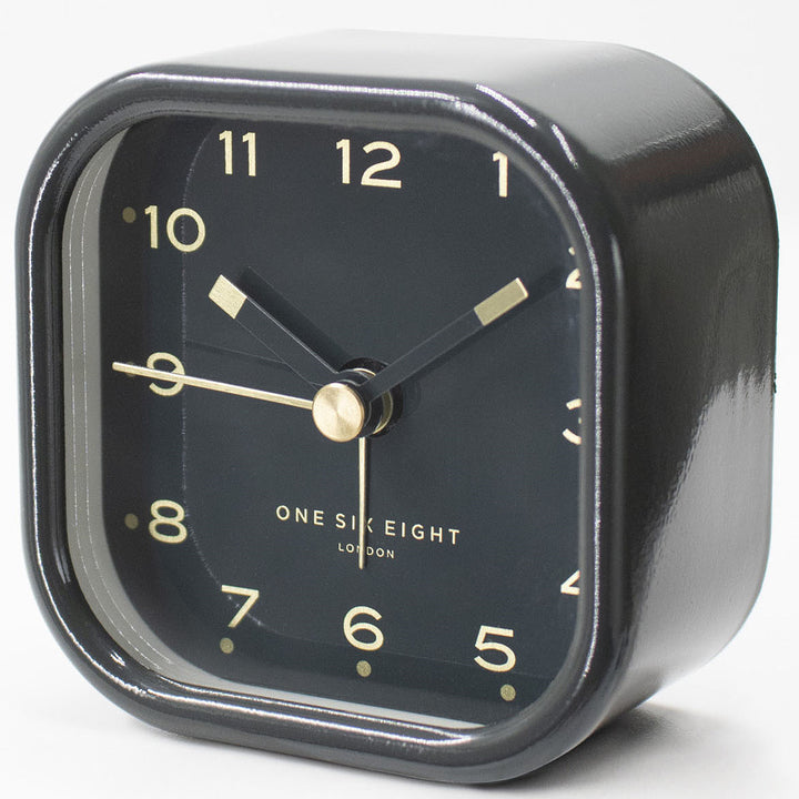 One Six Eight London Lisa Alarm Clock Charcoal Grey 7cm 23123 2