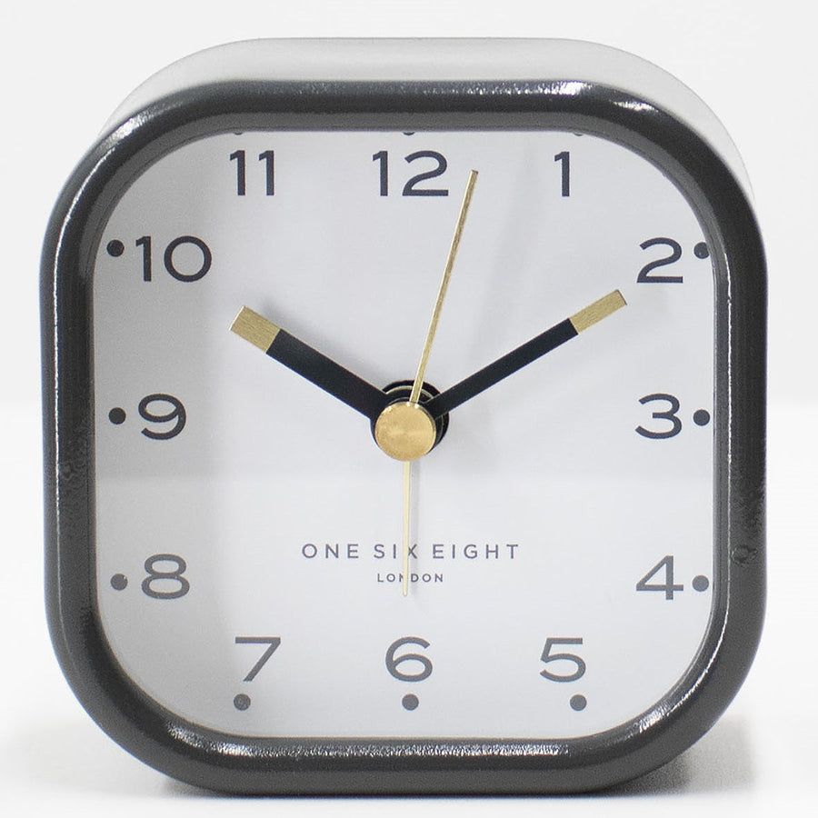 One Six Eight London Lisa Alarm Clock Charcoal Grey White 7cm 23119 1