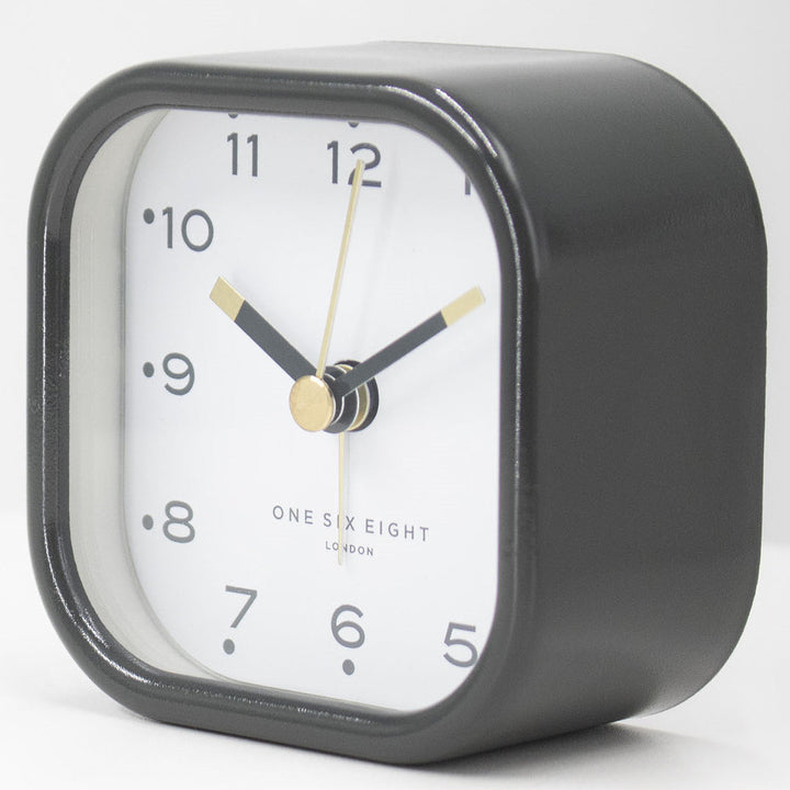 One Six Eight London Lisa Alarm Clock Charcoal Grey White 7cm 23119 2