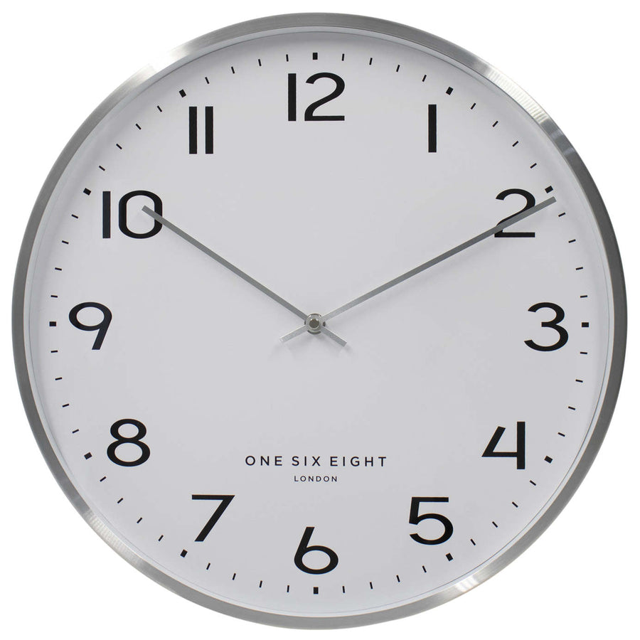One Six Eight London Lise Metal Wall Clock Chrome 40cm 23140 1