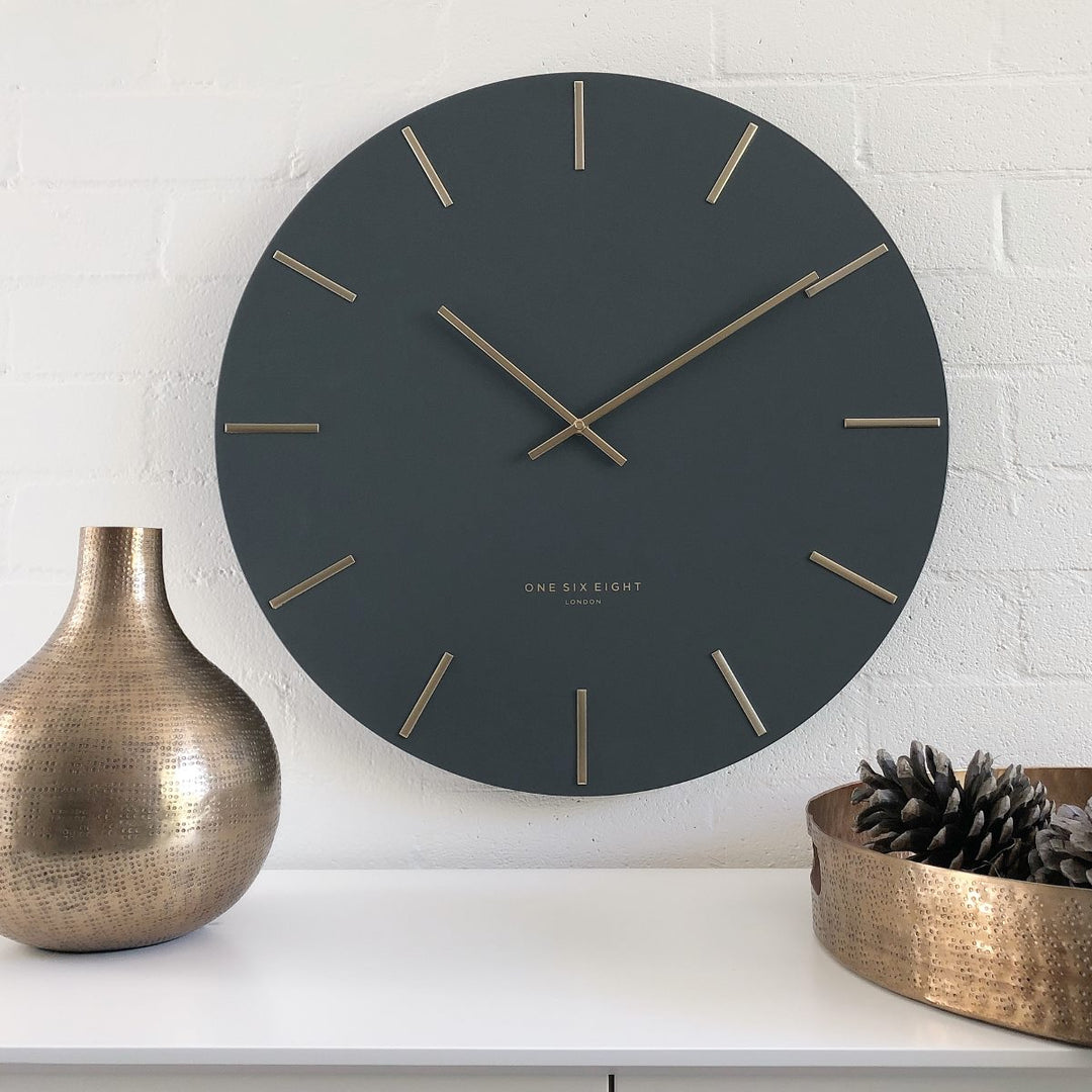 One Six Eight London Luca Wall Clock Charcoal Grey 60cm CK7013 Lifestyle