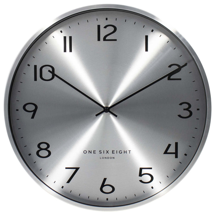 One Six Eight London Luna Chrome Spun Metal Wall Clock 40cm 23139 2