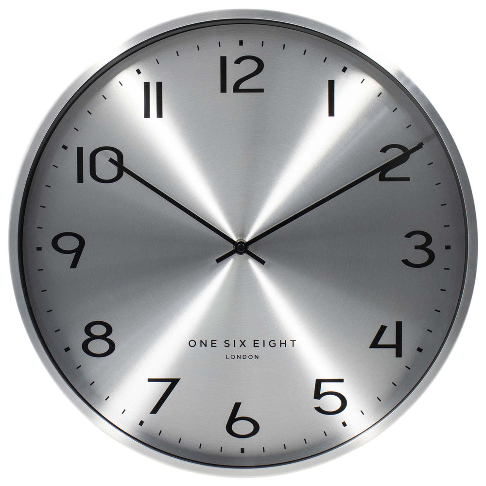 One Six Eight London Luna Chrome Spun Metal Wall Clock 40cm 23139 2