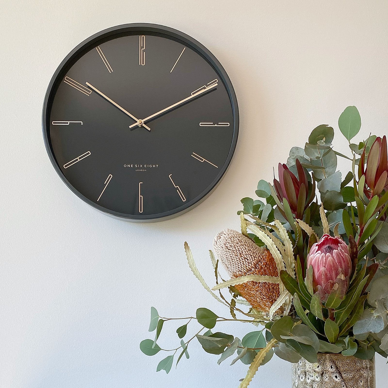 One Six Eight London Maya Metal Wall Clock Charcoal Grey 30cm 23040 Lifestyle 1 #size_30cm