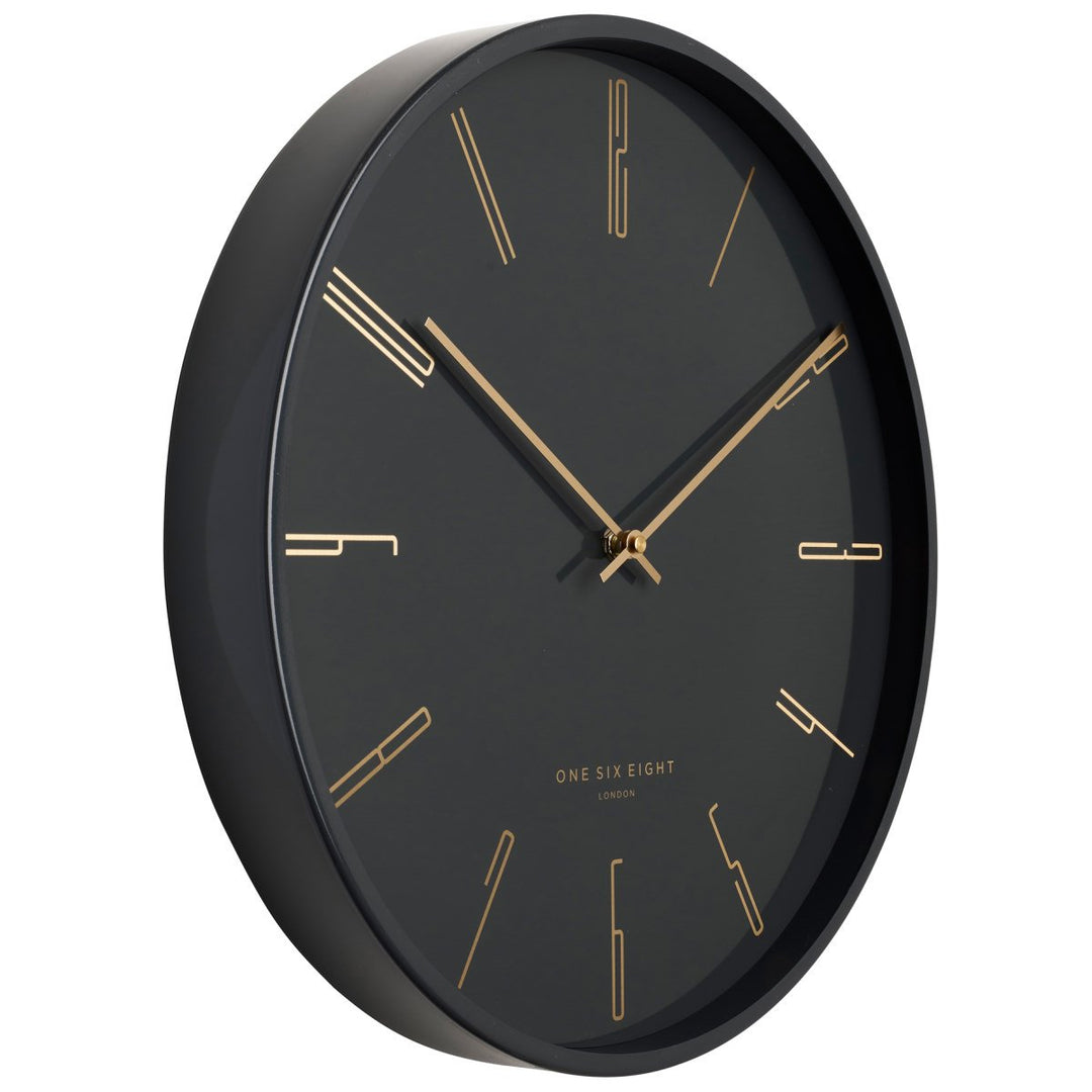 One Six Eight London Maya Metal Wall Clock Charcoal Grey 30cm 23040 2