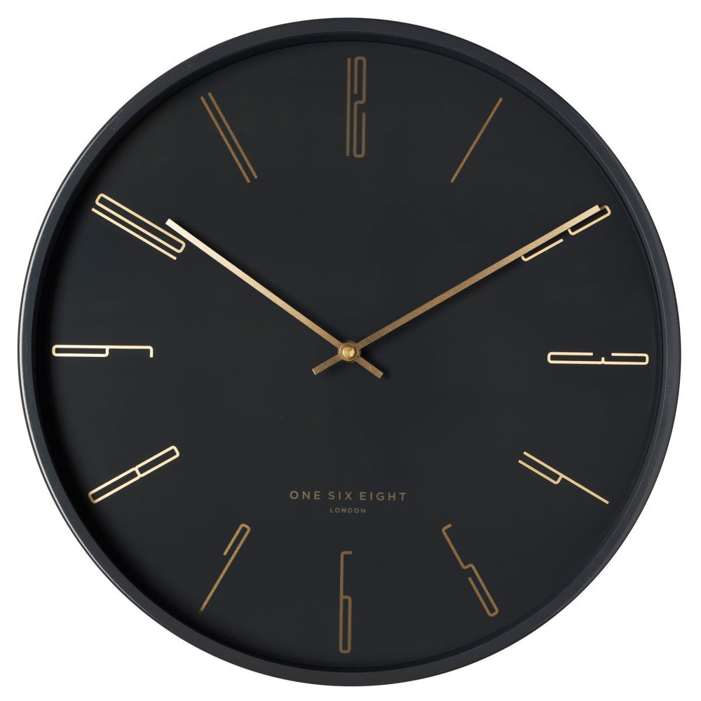 One Six Eight London Maya Metal Wall Clock Charcoal Grey 40cm 23043 