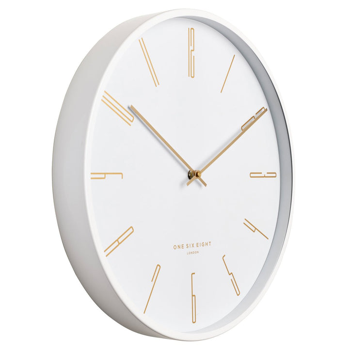 One Six Eight London Maya Metal Wall Clock White 30cm 23041 2