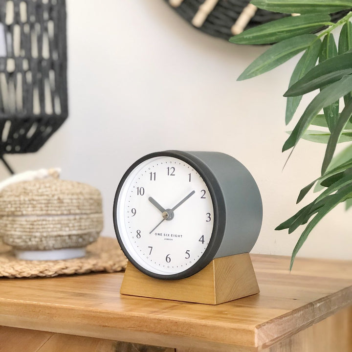 One Six Eight London Nina Alarm Clock Charcoal Grey 12cm 21026 1